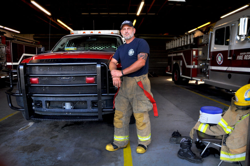 Joe Donadio now works as a volunteer firefighter at Marion County Fire Rescue. Photo: Isaac Babcock